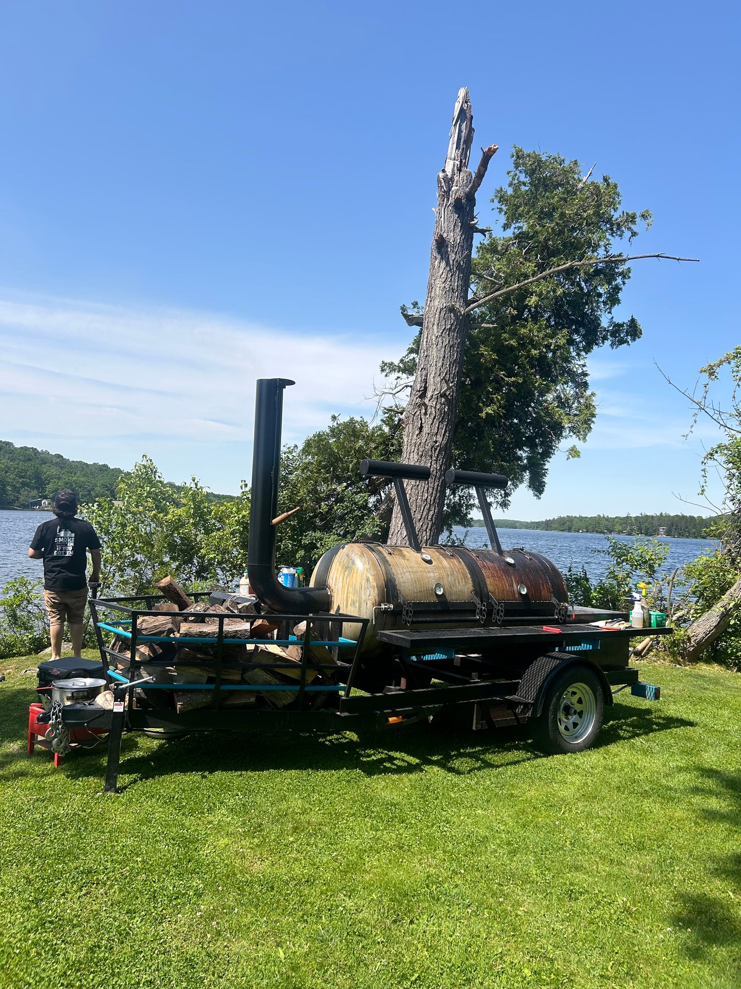 Single Axle 250 gallon standard offset Smoker