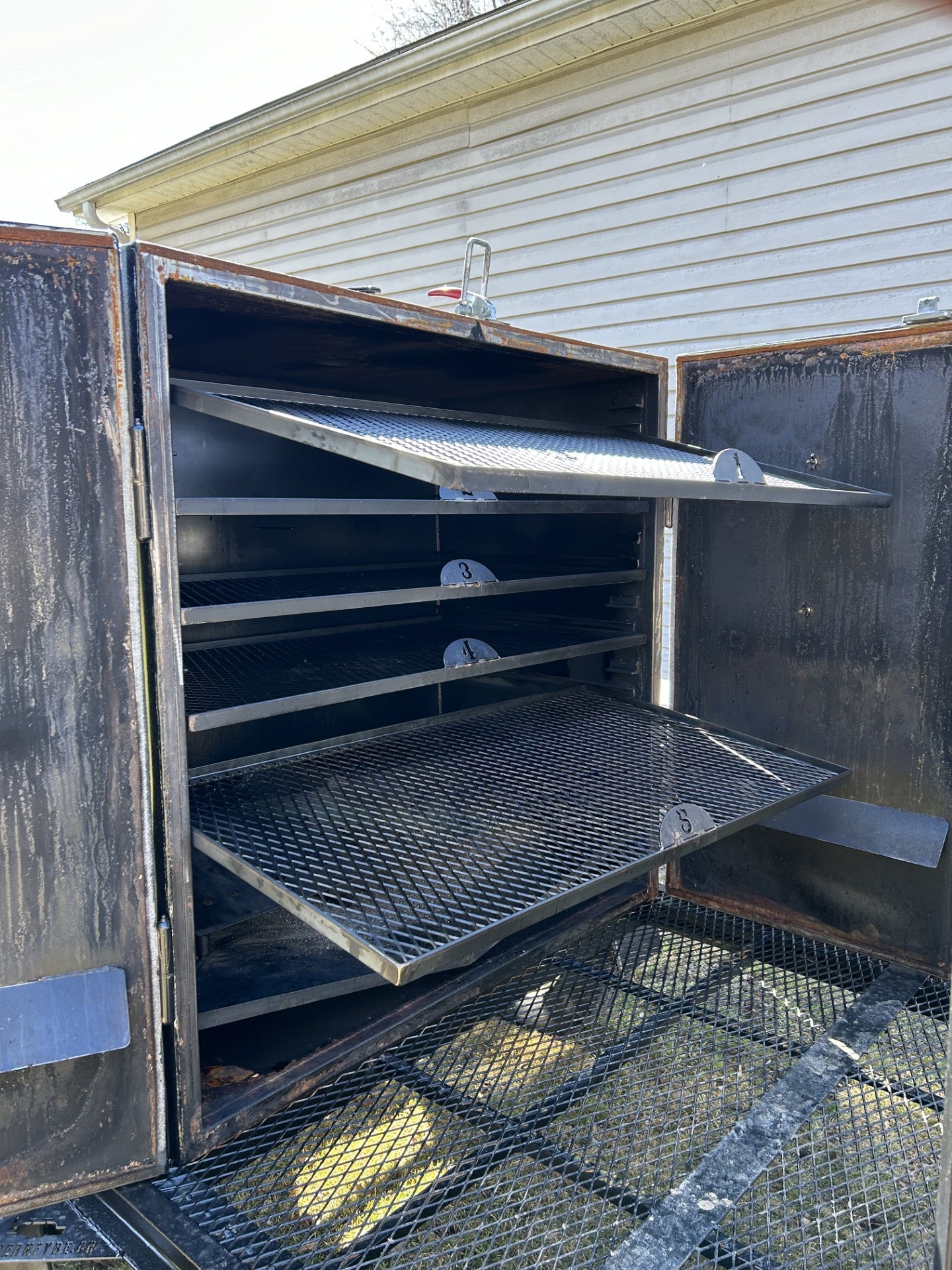 Single Axle industrial cabinet style pellet smoker